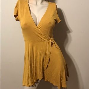 Yellow Midi Wrap Dress